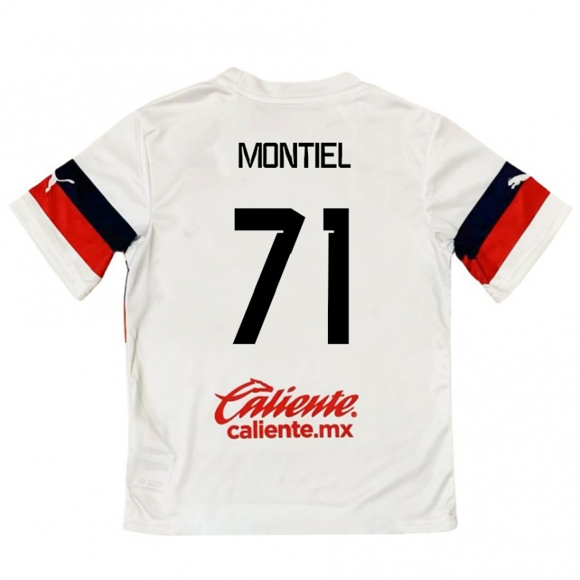 Kandiny Gyermek Erick Montiel #71 Fehér Piros Idegenbeli Jersey 2024/25 Mez Póló Ing