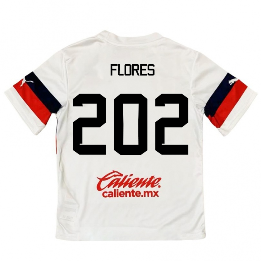 Kandiny Gyermek Daniel Flores #202 Fehér Piros Idegenbeli Jersey 2024/25 Mez Póló Ing