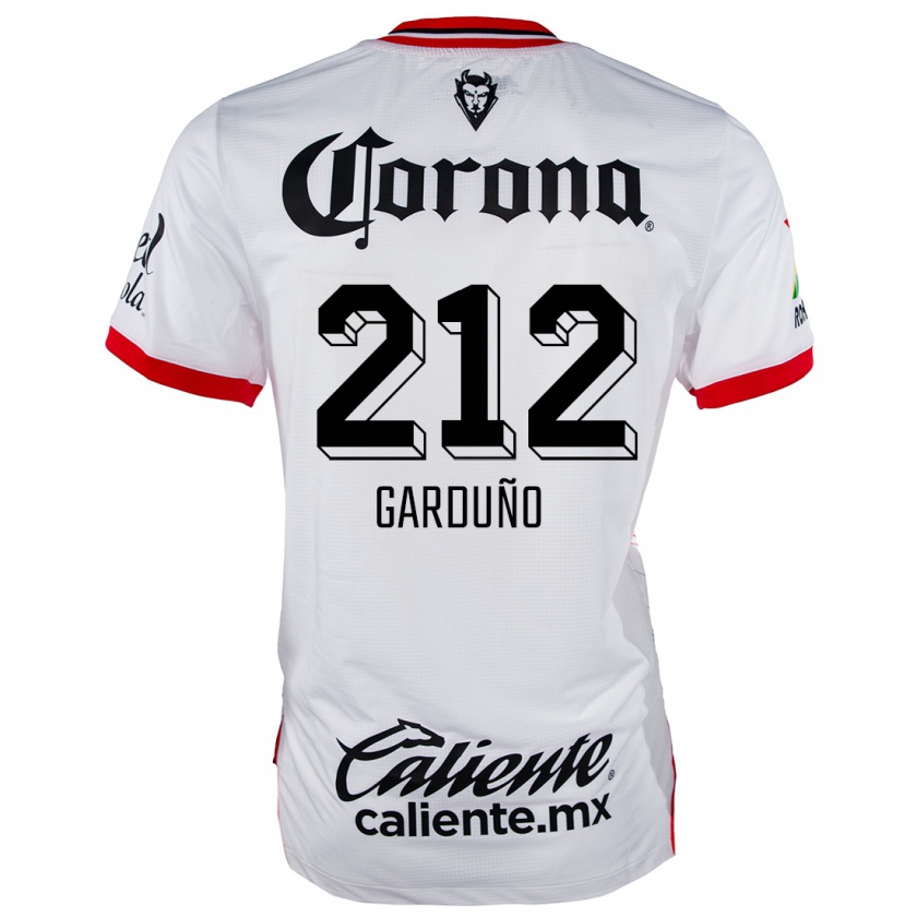 Kandiny Gyermek Carlos Garduño #212 Fehér Piros Idegenbeli Jersey 2024/25 Mez Póló Ing