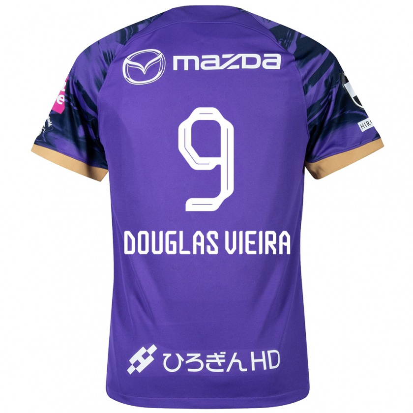 Kandiny Férfi Douglas Vieira #9 Lila Fehér Hazai Jersey 2024/25 Mez Póló Ing