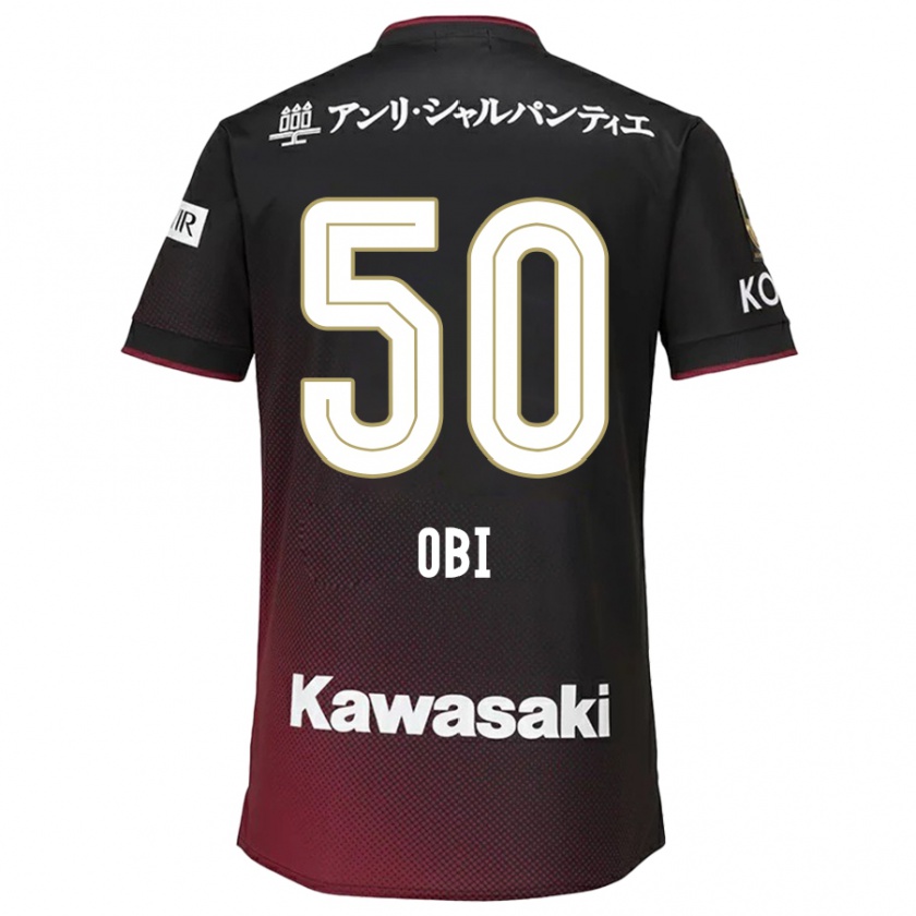 Kandiny Férfi Powell Obinna Obi #50 Fekete Piros Hazai Jersey 2024/25 Mez Póló Ing