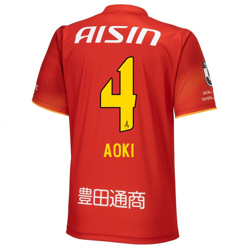 Kandiny Férfi Masamune Aoki #4 Piros Fehér Sárga Hazai Jersey 2024/25 Mez Póló Ing