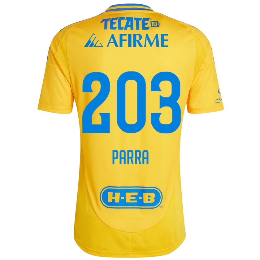 Kandiny Férfi Bernardo Parra #203 Arany Sárga Hazai Jersey 2024/25 Mez Póló Ing