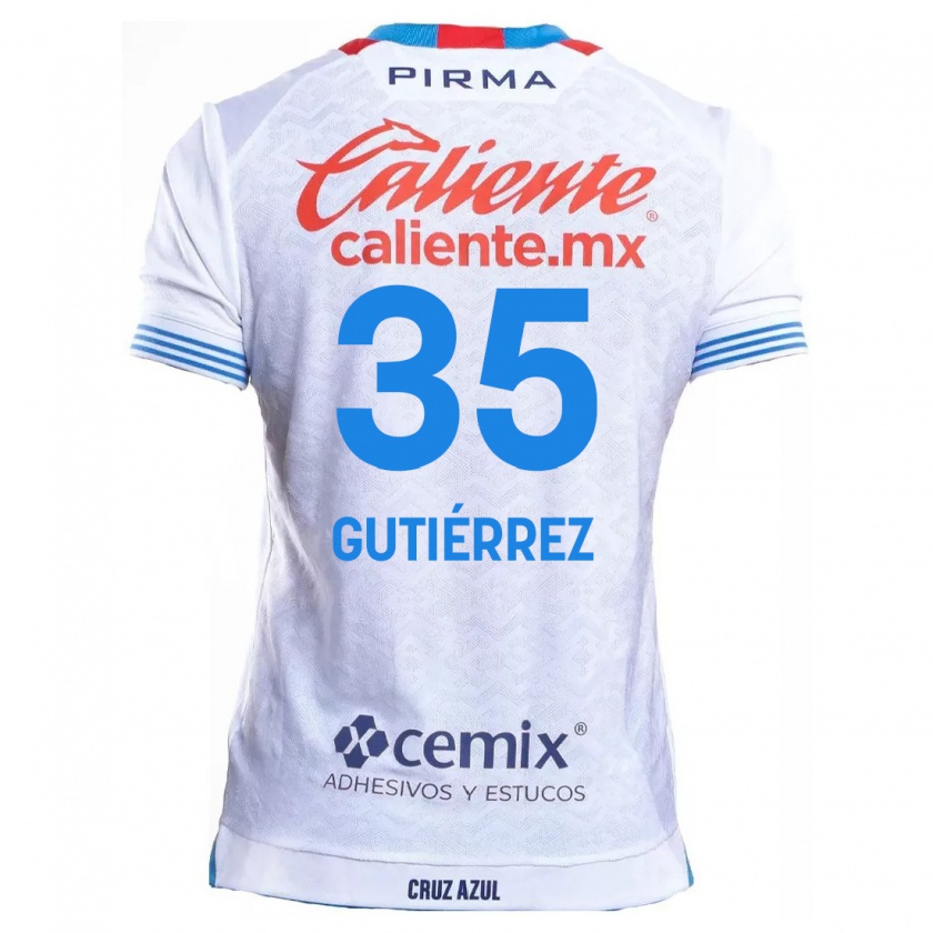 Kandiny Férfi Luis Gutiérrez #35 Fehér Kék Idegenbeli Jersey 2024/25 Mez Póló Ing