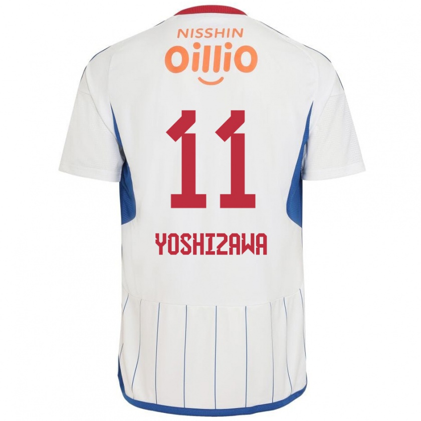 Kandiny Férfi Mirai Yoshizawa #11 Fehér Kék Piros Idegenbeli Jersey 2024/25 Mez Póló Ing