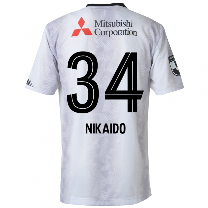 Kandiny Férfi Rintaro Nikaido #34 Fehér Fekete Idegenbeli Jersey 2024/25 Mez Póló Ing