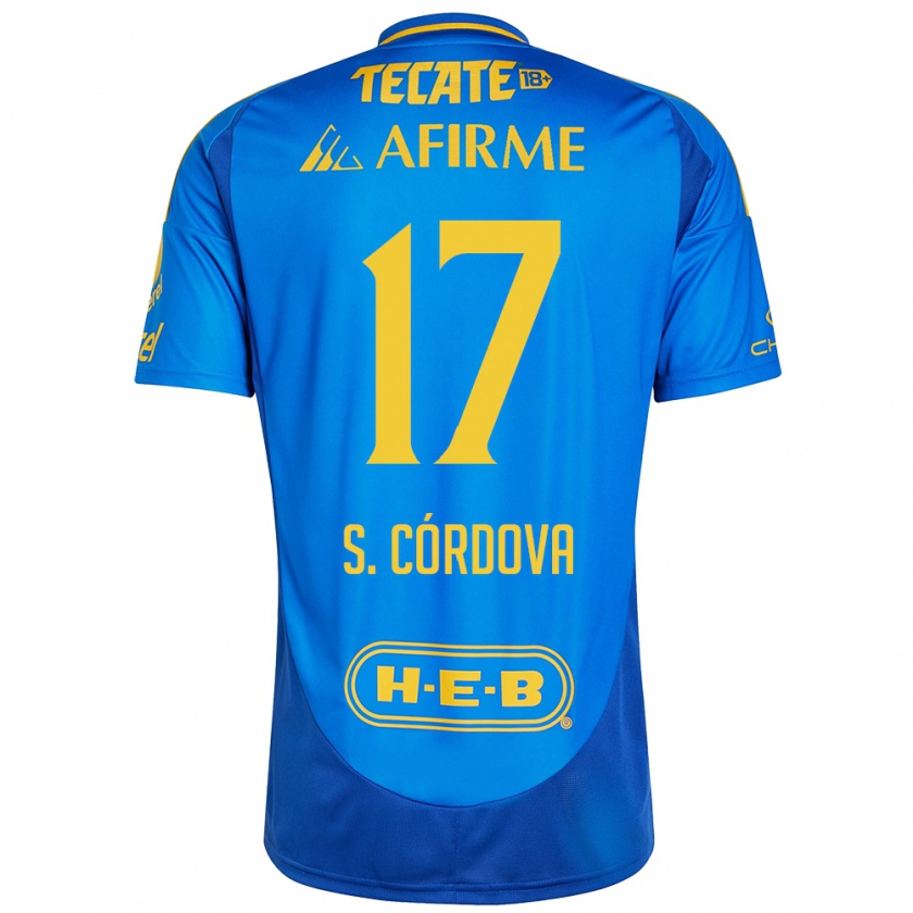 Kandiny Férfi Sebastián Córdova #17 Kék Sárga Idegenbeli Jersey 2024/25 Mez Póló Ing