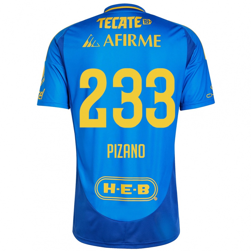 Kandiny Férfi Juan Pizano #233 Kék Sárga Idegenbeli Jersey 2024/25 Mez Póló Ing