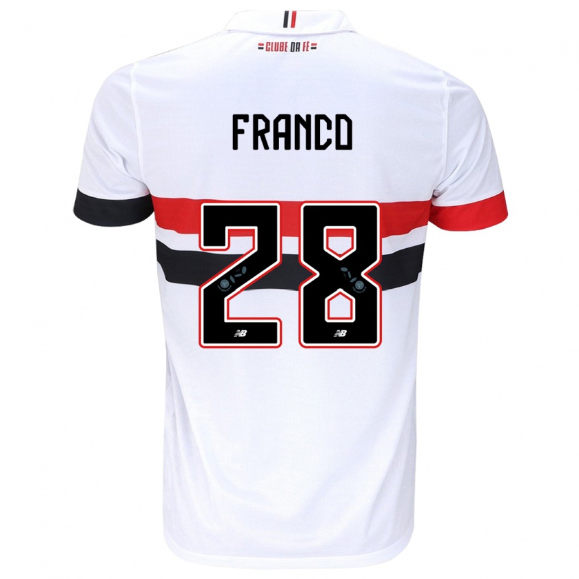 Kandiny Női Alan Franco #28 Fehér Piros Fekete Hazai Jersey 2024/25 Mez Póló Ing