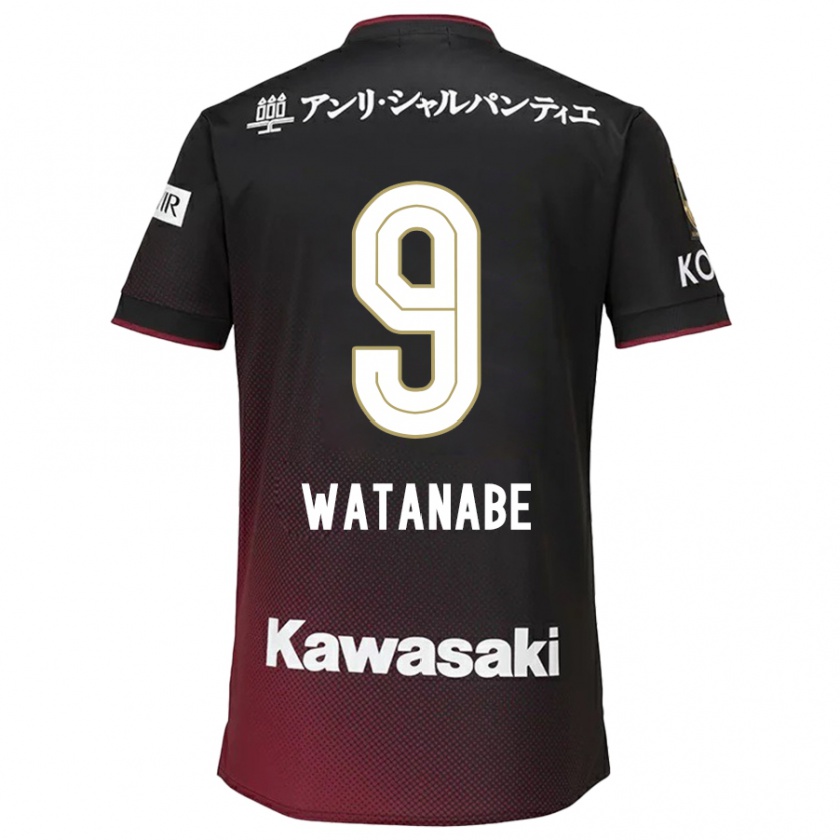 Kandiny Női Hayato Watanabe #9 Fekete Piros Hazai Jersey 2024/25 Mez Póló Ing