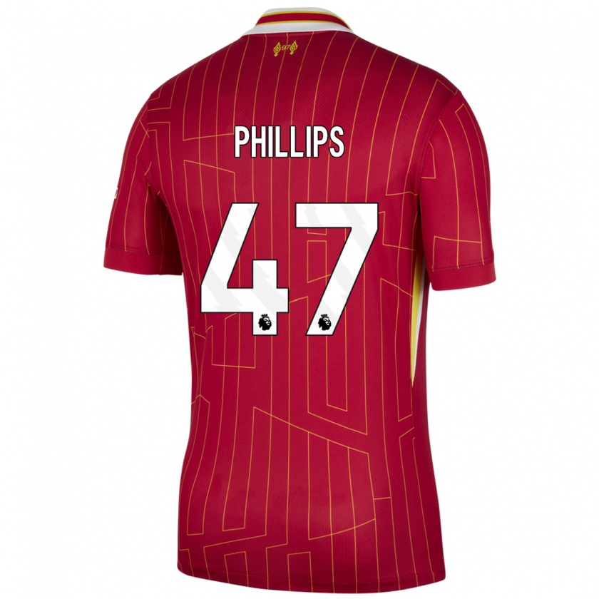 Kandiny Gyermek Nathaniel Phillips #47 Piros Sárga Fehér Hazai Jersey 2024/25 Mez Póló Ing