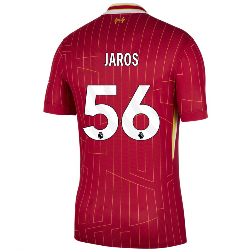 Kandiny Gyermek Vitezslav Jaros #56 Piros Sárga Fehér Hazai Jersey 2024/25 Mez Póló Ing