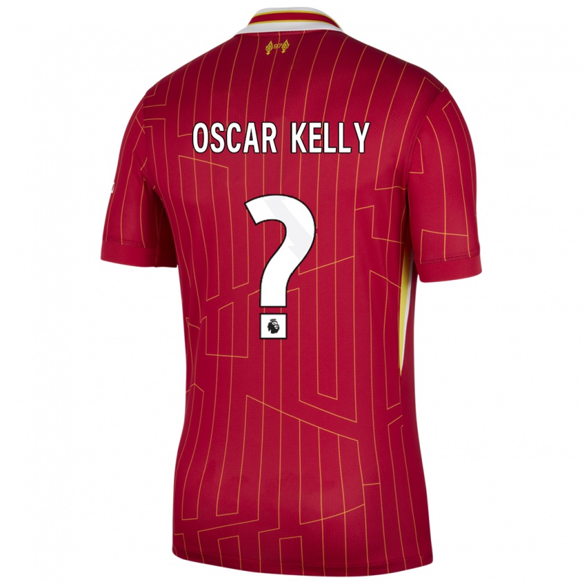 Kandiny Gyermek Oscar Kelly #0 Piros Sárga Fehér Hazai Jersey 2024/25 Mez Póló Ing