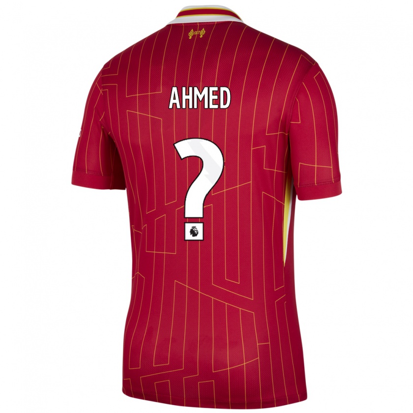 Kandiny Gyermek Karim Ahmed #0 Piros Sárga Fehér Hazai Jersey 2024/25 Mez Póló Ing