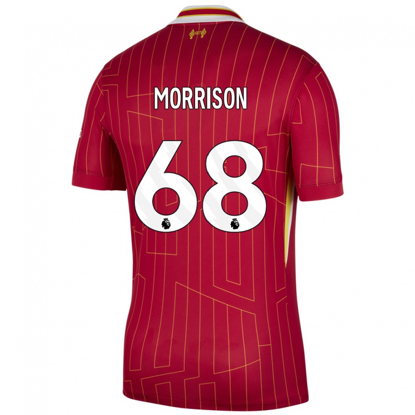 Kandiny Gyermek Kieran Morrison #68 Piros Sárga Fehér Hazai Jersey 2024/25 Mez Póló Ing