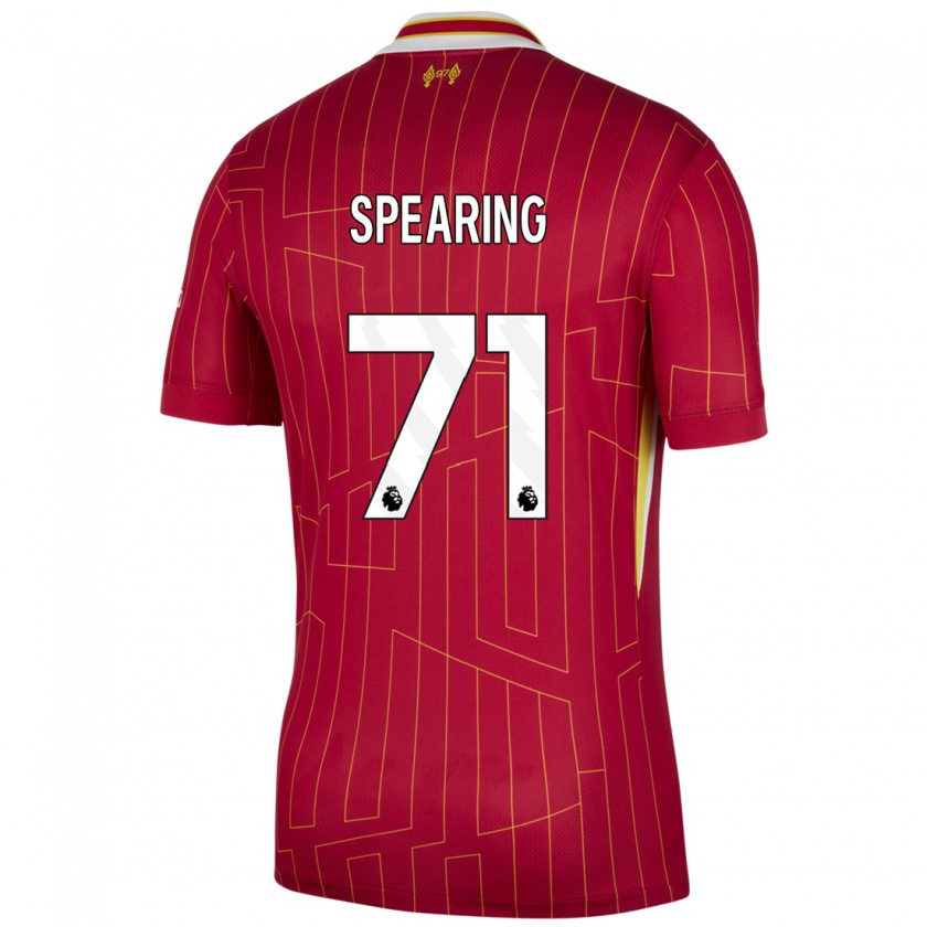 Kandiny Gyermek Jay Spearing #71 Piros Sárga Fehér Hazai Jersey 2024/25 Mez Póló Ing