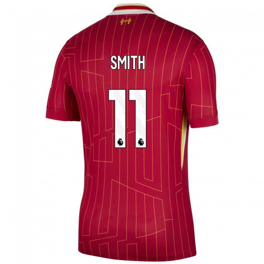 Kandiny Gyermek Olivia Smith #11 Piros Sárga Fehér Hazai Jersey 2024/25 Mez Póló Ing