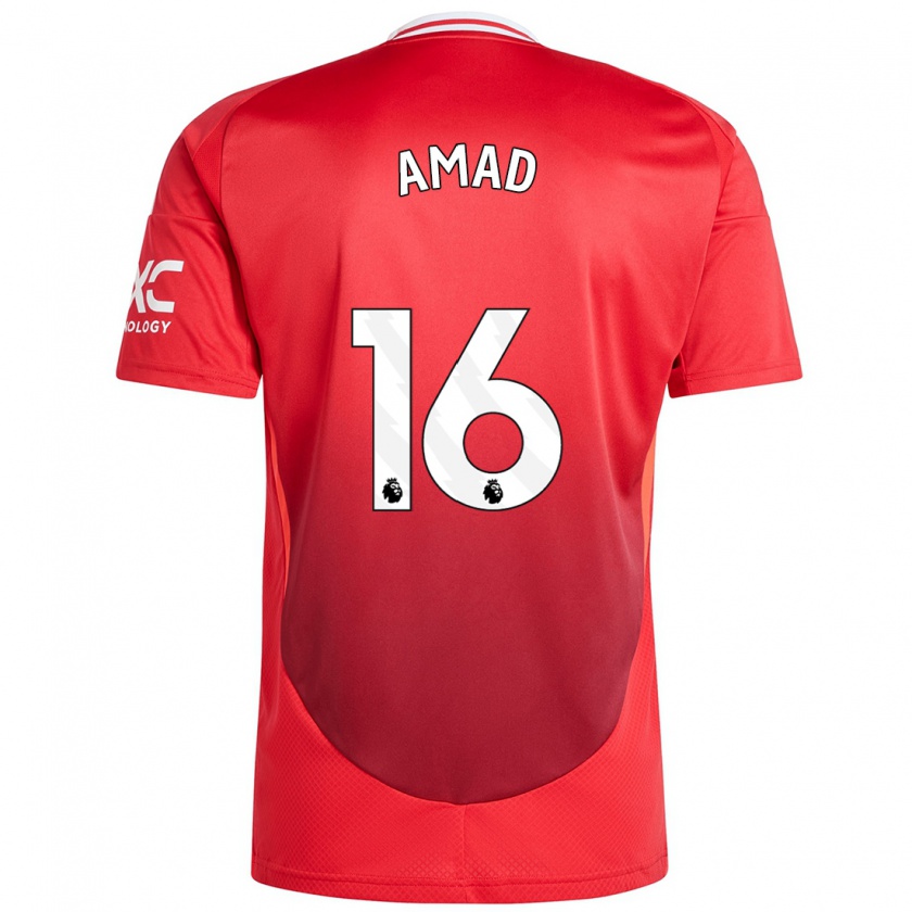 Kandiny Gyermek Amad Diallo #16 Élénkpiros Hazai Jersey 2024/25 Mez Póló Ing