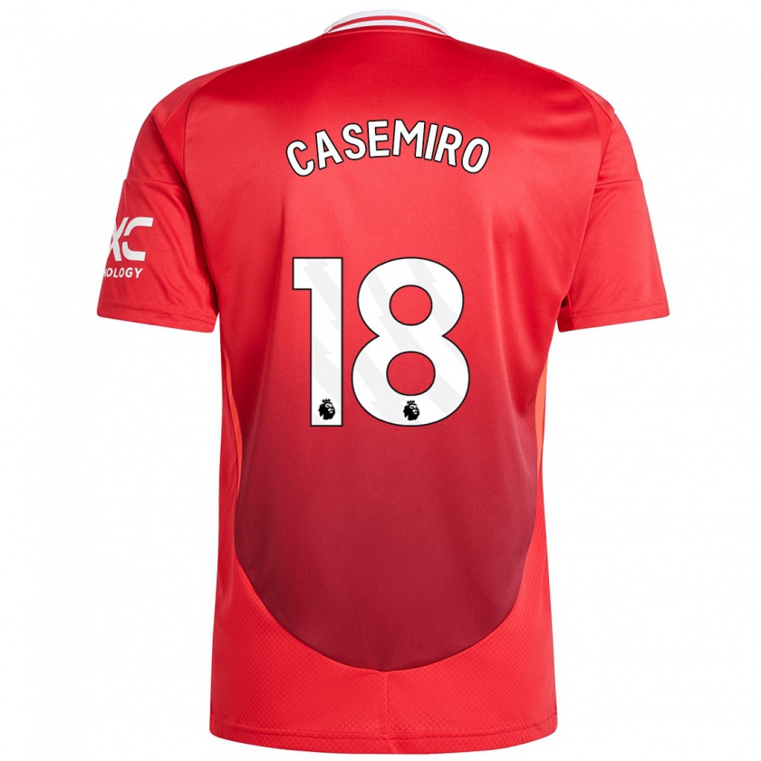 Kandiny Gyermek Casemiro #18 Élénkpiros Hazai Jersey 2024/25 Mez Póló Ing