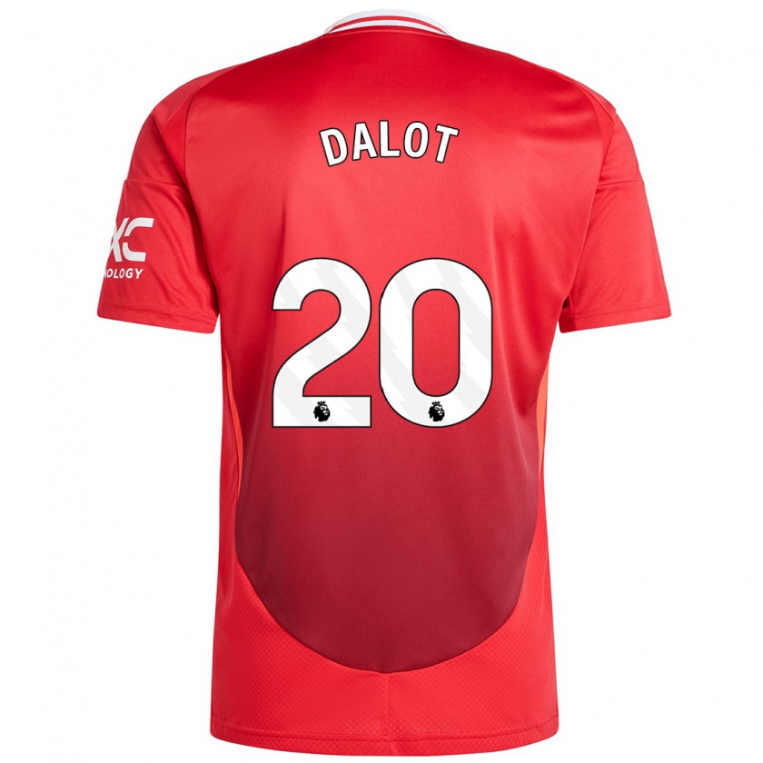 Kandiny Gyermek Diogo Dalot #20 Élénkpiros Hazai Jersey 2024/25 Mez Póló Ing