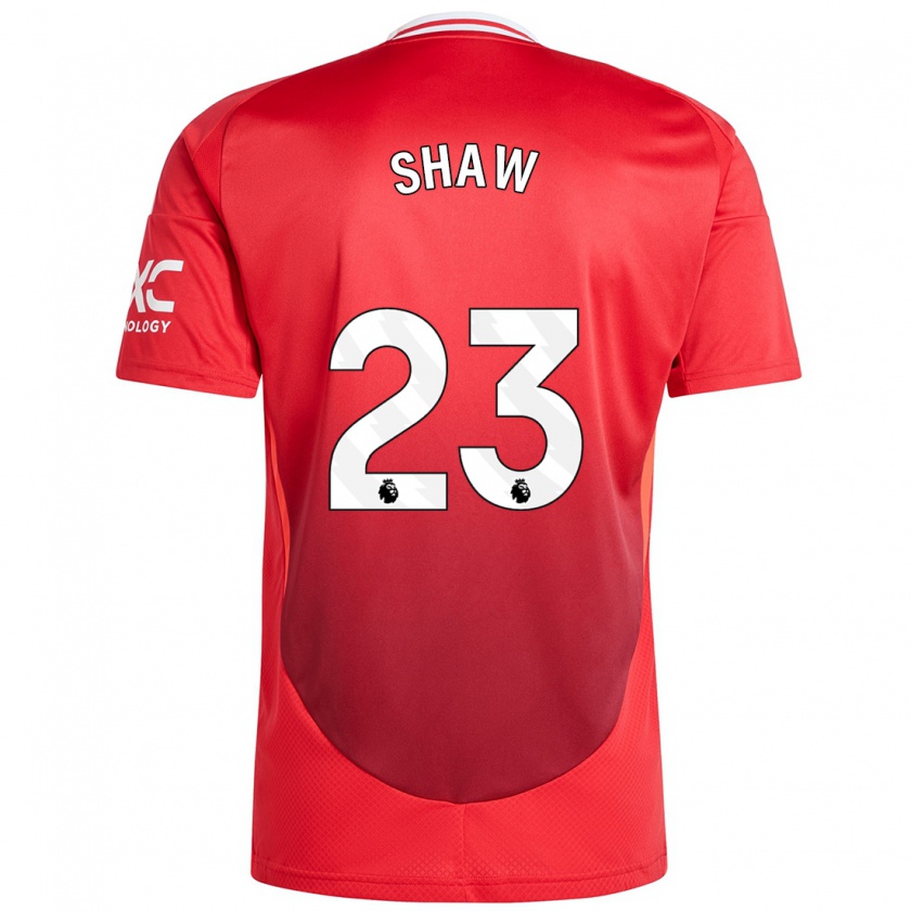 Kandiny Gyermek Luke Shaw #23 Élénkpiros Hazai Jersey 2024/25 Mez Póló Ing