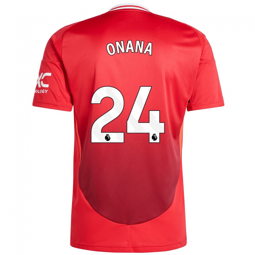 Kandiny Gyermek André Onana #24 Élénkpiros Hazai Jersey 2024/25 Mez Póló Ing