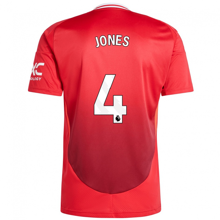 Kandiny Gyermek Phil Jones #4 Élénkpiros Hazai Jersey 2024/25 Mez Póló Ing