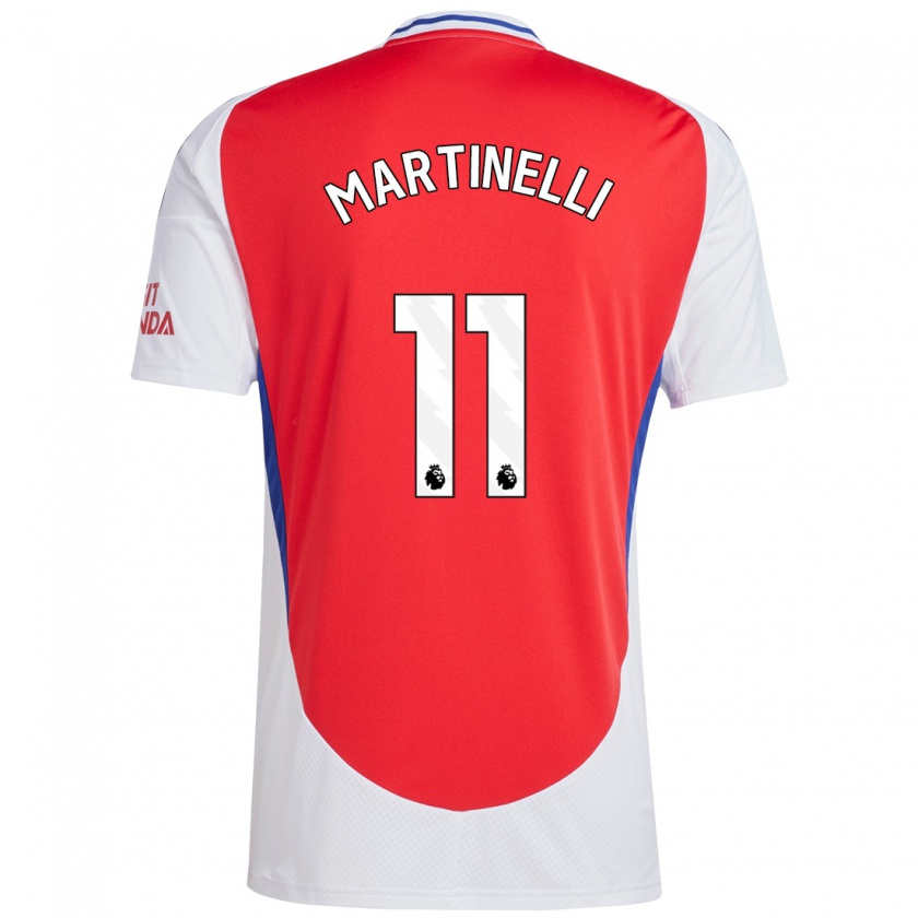 Kandiny Gyermek Gabriel Martinelli #11 Piros Fehér Hazai Jersey 2024/25 Mez Póló Ing