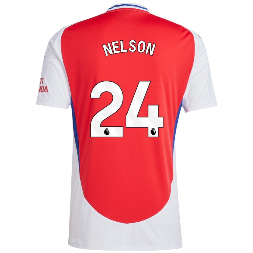 Kandiny Gyermek Reiss Nelson #24 Piros Fehér Hazai Jersey 2024/25 Mez Póló Ing