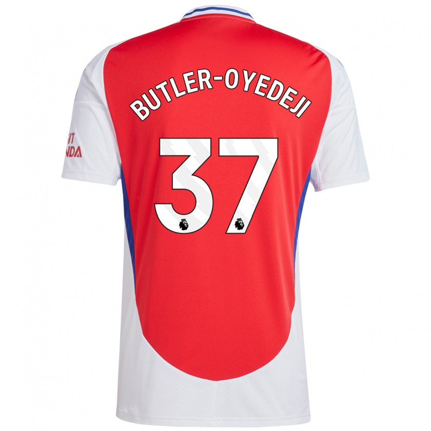 Kandiny Gyermek Nathan Butler-Oyedeji #37 Piros Fehér Hazai Jersey 2024/25 Mez Póló Ing