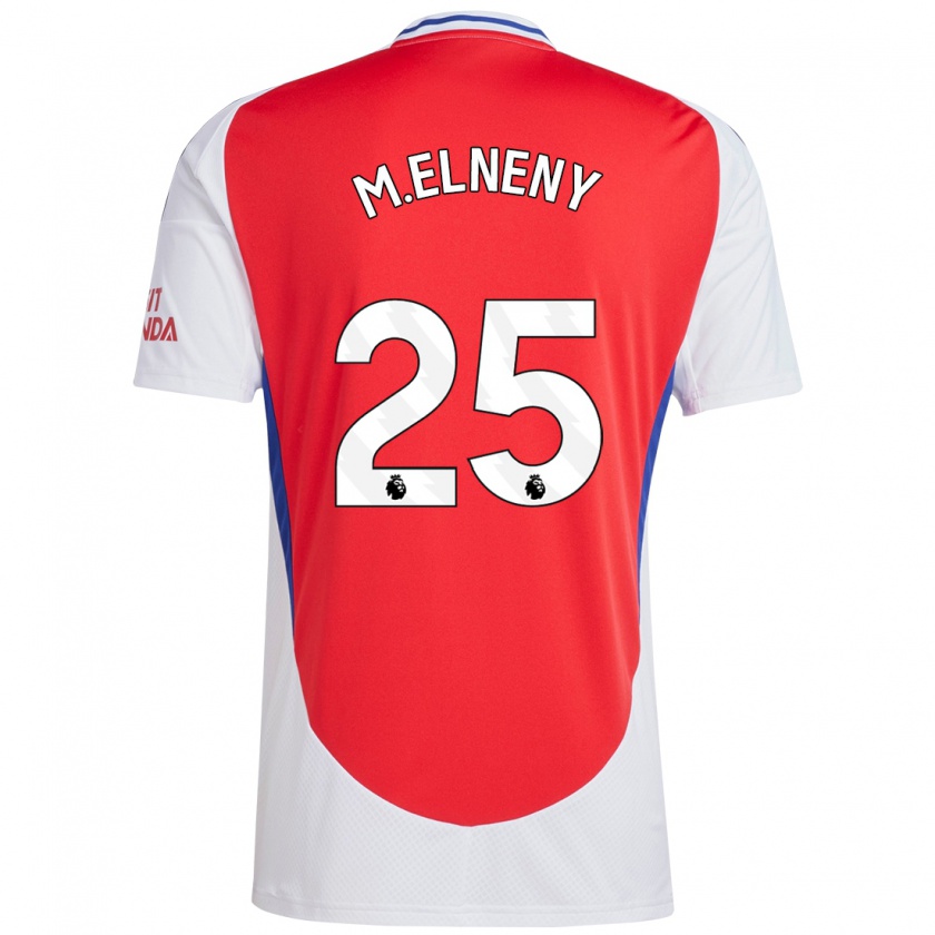 Kandiny Gyermek Mohamed Elneny #25 Piros Fehér Hazai Jersey 2024/25 Mez Póló Ing