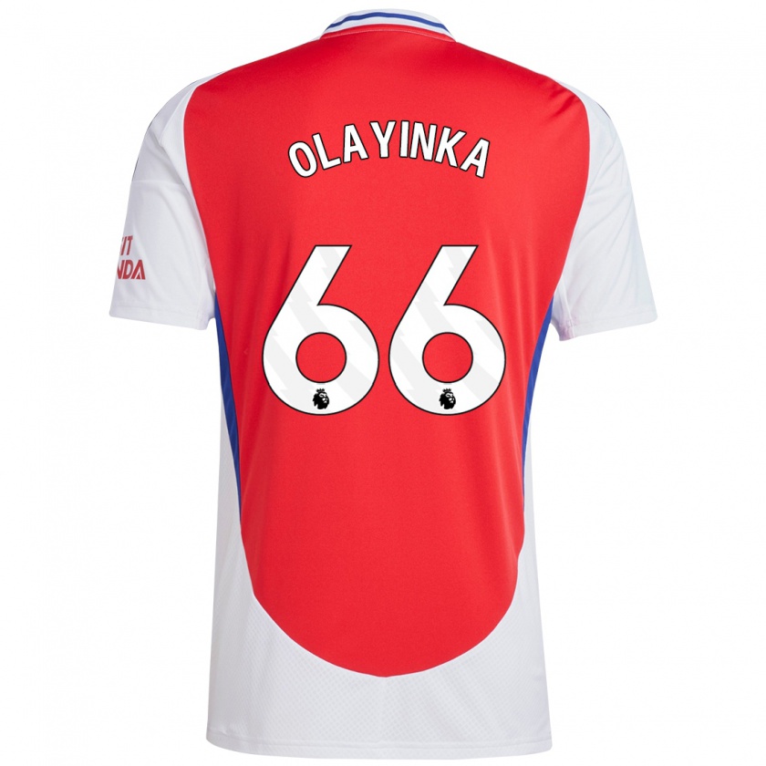 Kandiny Gyermek James Olayinka #66 Piros Fehér Hazai Jersey 2024/25 Mez Póló Ing