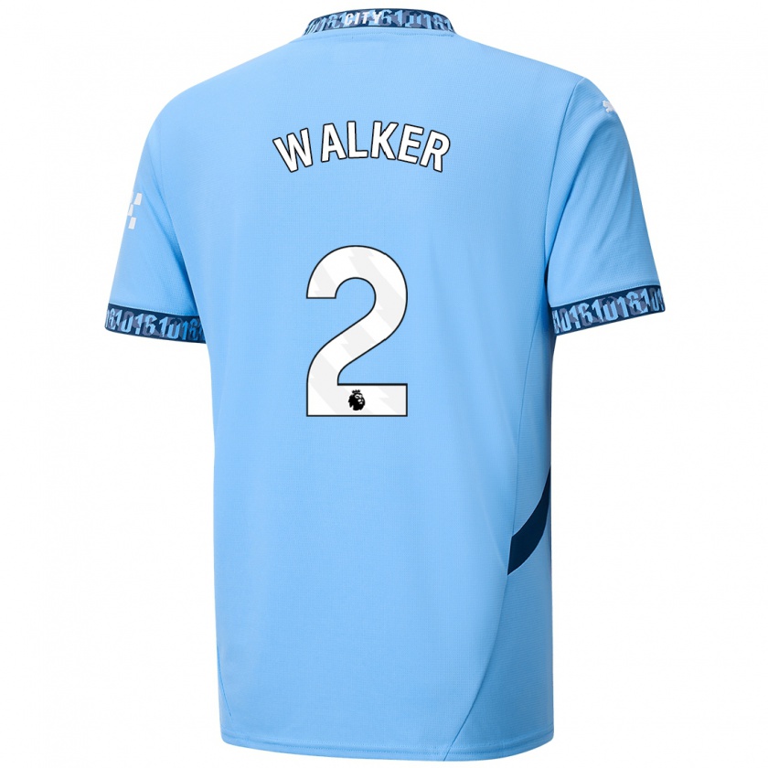 Kandiny Gyermek Kyle Walker #2 Sötétkék Hazai Jersey 2024/25 Mez Póló Ing