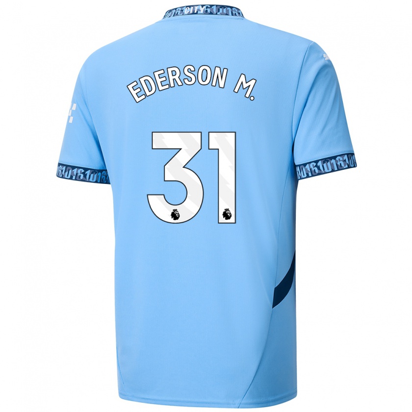 Kandiny Gyermek Ederson #31 Sötétkék Hazai Jersey 2024/25 Mez Póló Ing