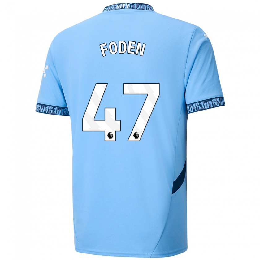 Kandiny Gyermek Phil Foden #47 Sötétkék Hazai Jersey 2024/25 Mez Póló Ing