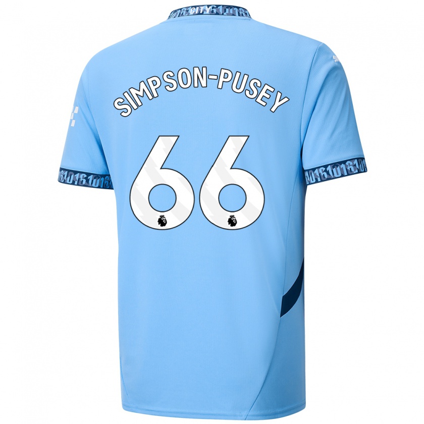 Kandiny Gyermek Jahmai Simpson-Pusey #66 Sötétkék Hazai Jersey 2024/25 Mez Póló Ing