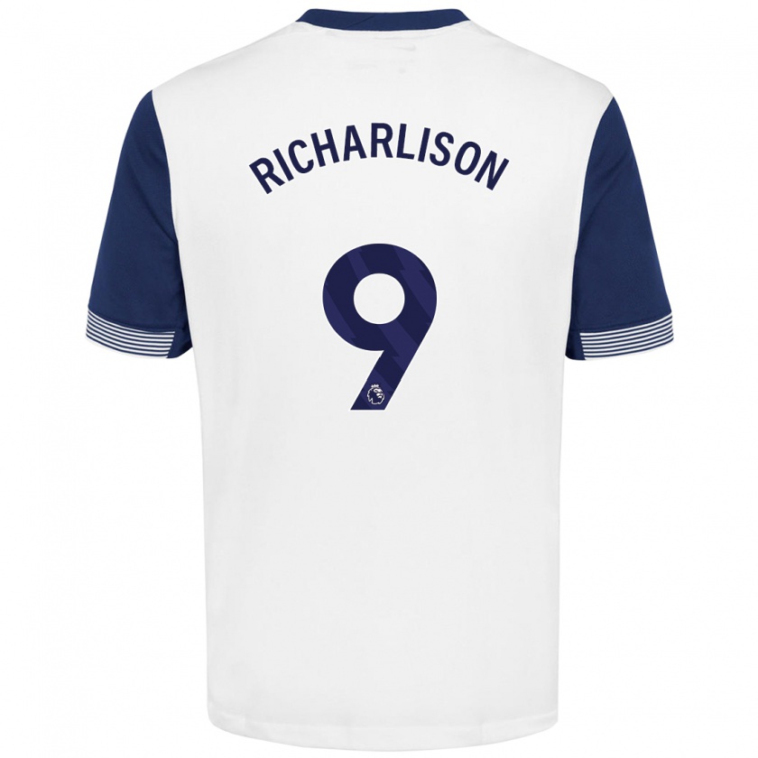 Kandiny Gyermek Richarlison #9 Fehér Kék Hazai Jersey 2024/25 Mez Póló Ing