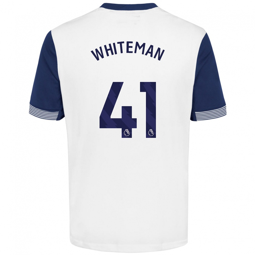 Kandiny Gyermek Alfie Whiteman #41 Fehér Kék Hazai Jersey 2024/25 Mez Póló Ing