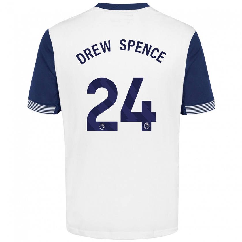 Kandiny Gyermek Drew Spence #24 Fehér Kék Hazai Jersey 2024/25 Mez Póló Ing