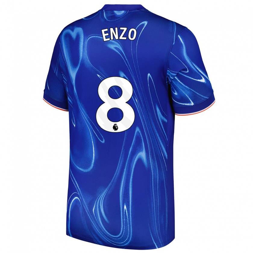 Kandiny Gyermek Enzo Fernández #8 Kék Fehér Hazai Jersey 2024/25 Mez Póló Ing