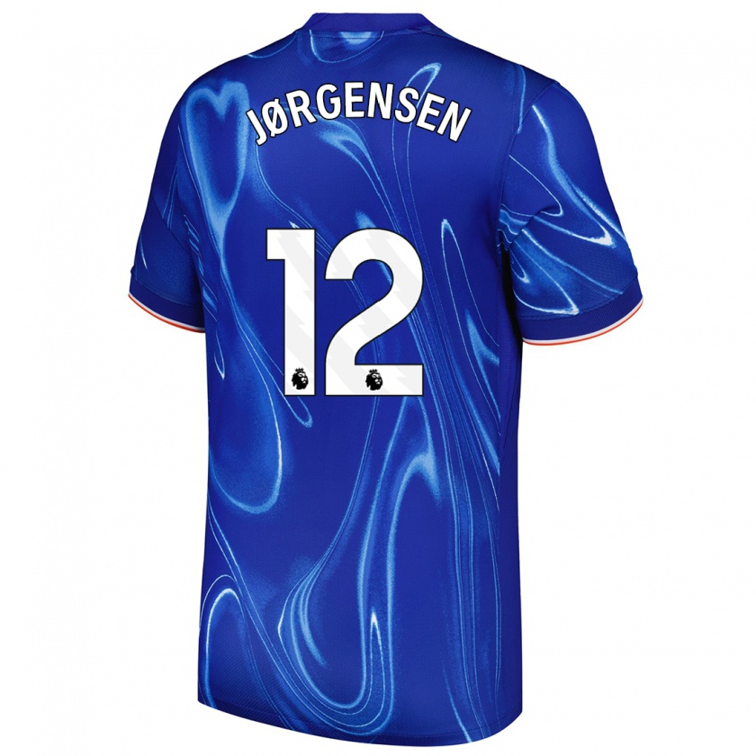 Kandiny Gyermek Filip Jørgensen #12 Kék Fehér Hazai Jersey 2024/25 Mez Póló Ing