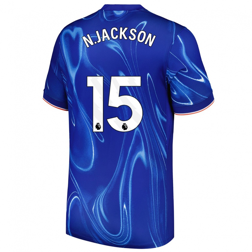 Kandiny Gyermek Nicolas Jackson #15 Kék Fehér Hazai Jersey 2024/25 Mez Póló Ing