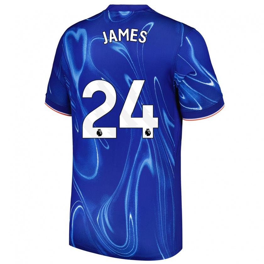 Kandiny Gyermek Reece James #24 Kék Fehér Hazai Jersey 2024/25 Mez Póló Ing