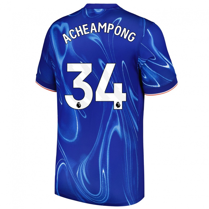 Kandiny Gyermek Josh Acheampong #34 Kék Fehér Hazai Jersey 2024/25 Mez Póló Ing