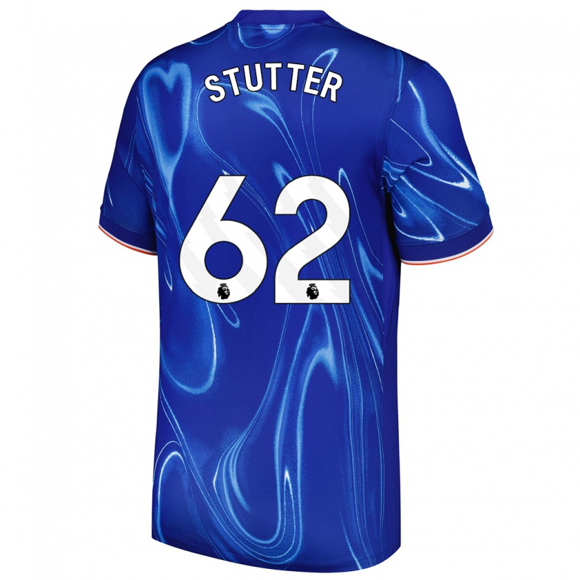 Kandiny Gyermek Ronnie Stutter #62 Kék Fehér Hazai Jersey 2024/25 Mez Póló Ing