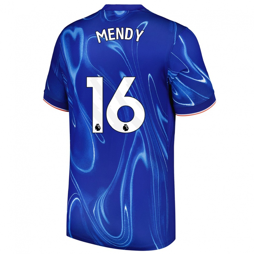 Kandiny Gyermek Edouard Mendy #16 Kék Fehér Hazai Jersey 2024/25 Mez Póló Ing