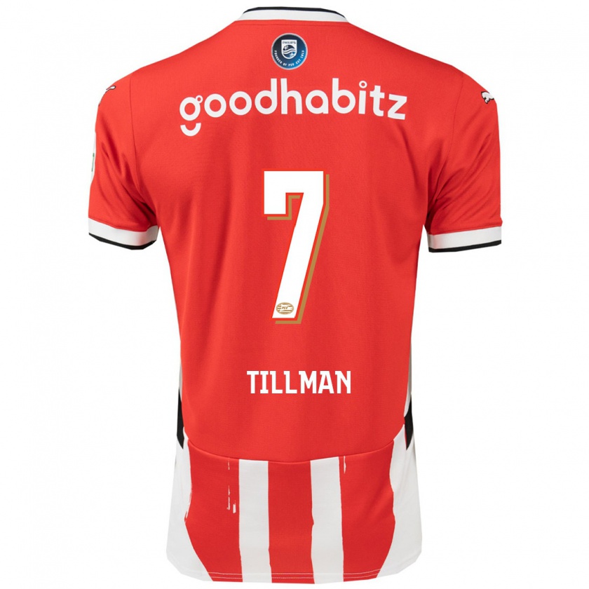 Kandiny Gyermek Malik Tillman #7 Piros Fehér Hazai Jersey 2024/25 Mez Póló Ing