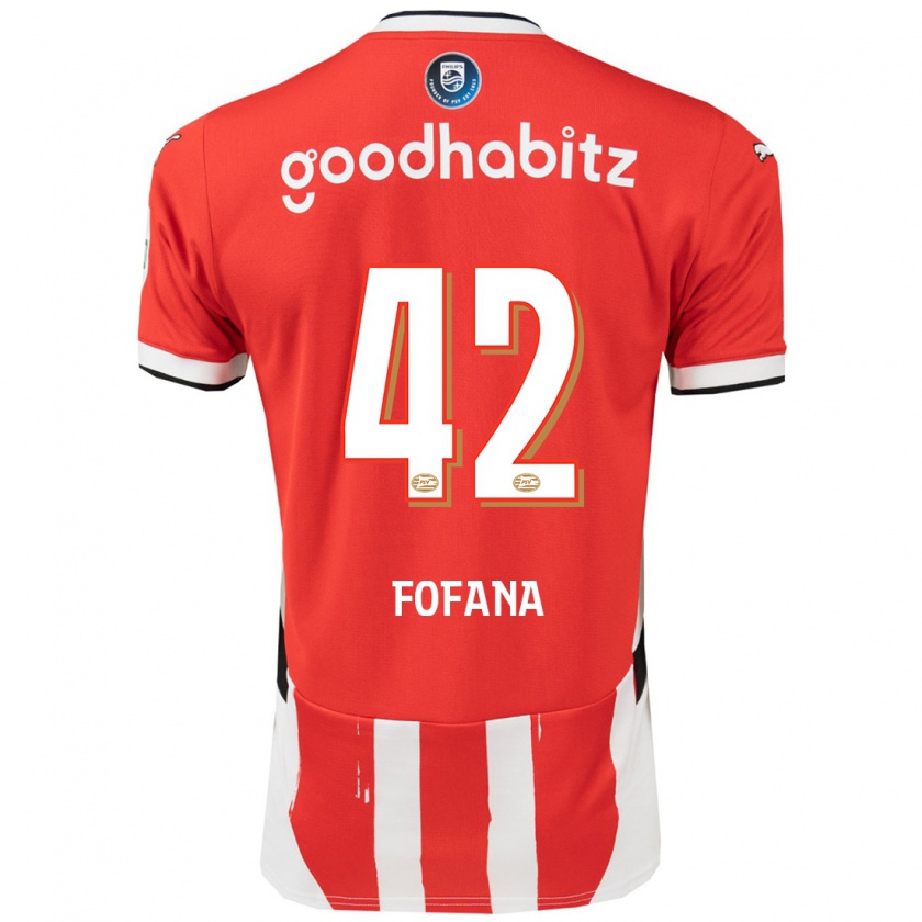 Kandiny Gyermek Fodé Fofana #42 Piros Fehér Hazai Jersey 2024/25 Mez Póló Ing