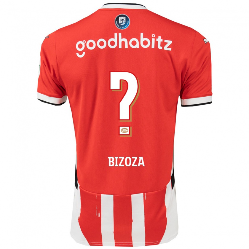 Kandiny Gyermek Kevin Bizoza #0 Piros Fehér Hazai Jersey 2024/25 Mez Póló Ing