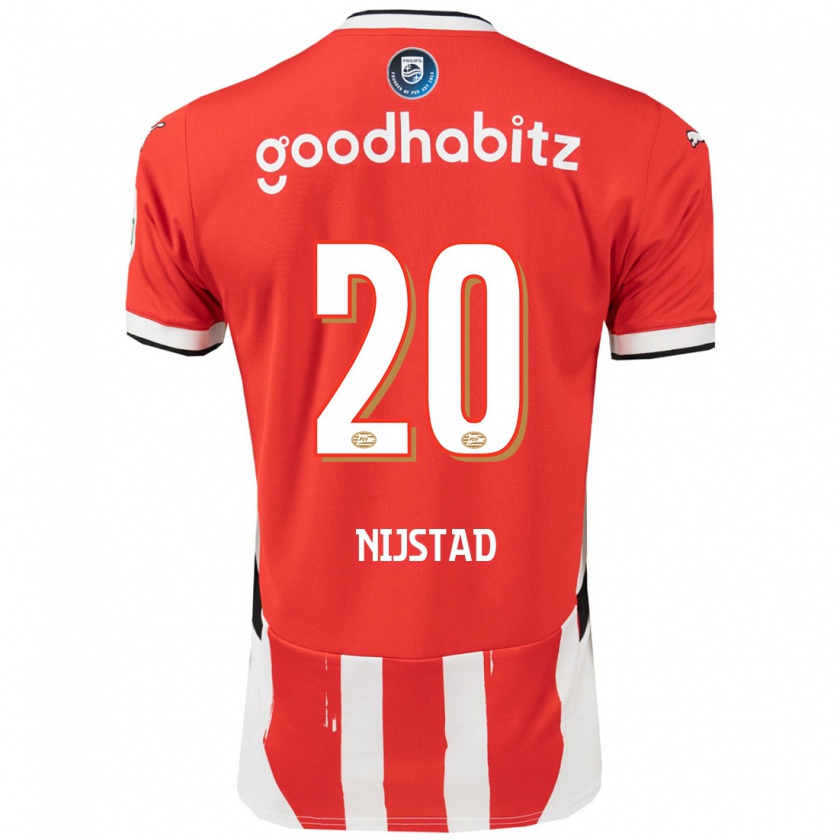 Kandiny Gyermek Nina Nijstad #20 Piros Fehér Hazai Jersey 2024/25 Mez Póló Ing